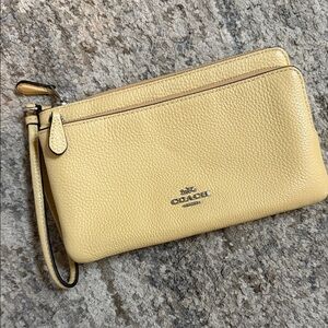 Coach Light Yellow Leather Wristlet